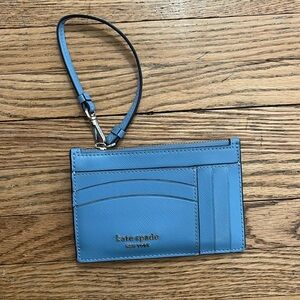 Kate Spade Blue Leather Card and Coin Wristlet